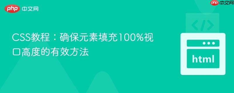CSS教程:确保元素填充100%视口高度的有效方法 CSS教程:确保元素填充100%视口高度的有效方法