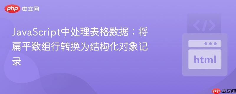JavaScript中处理表格数据：将扁平数组行转换为结构化对象记录