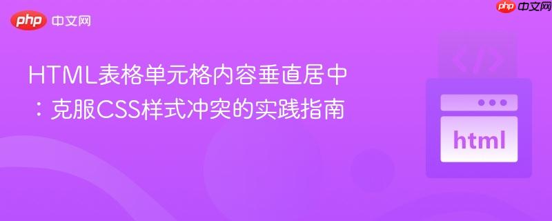 HTML表格单元格内容垂直居中:克服CSS样式冲突的实践指南 HTML表格单元格内容垂直居中:克服CSS样式冲突的实践指南