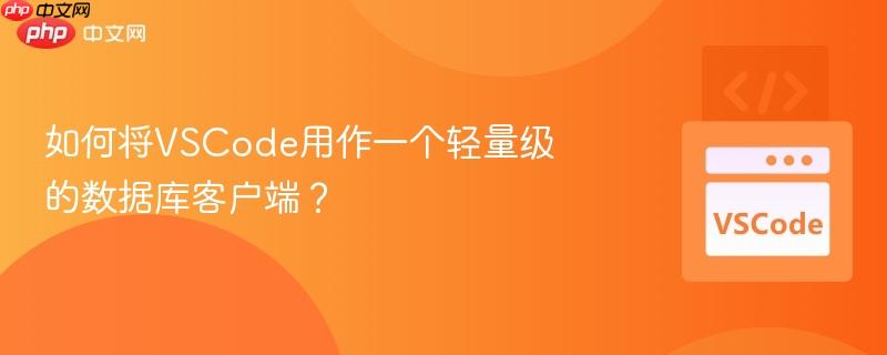如何将VSCode用作一个轻量级的数据库客户端？