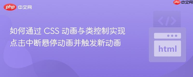 如何通过 CSS 动画与类控制实现点击中断悬停动画并触发新动画