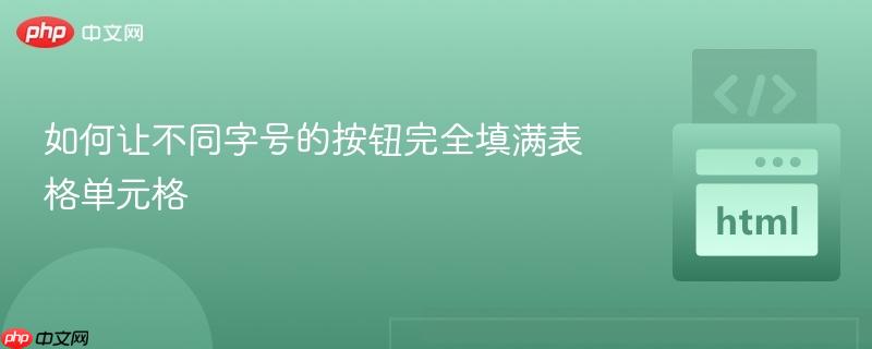 如何让不同字号的按钮完全填满表格单元格