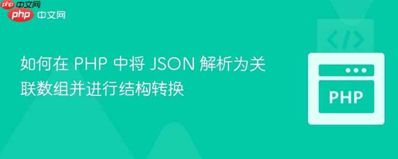 如何在 PHP 中将 JSON 解析为关联数组并进行结构转换