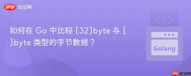 如何在 Go 中比较 [32]byte 与 []byte 类型的字节数据？