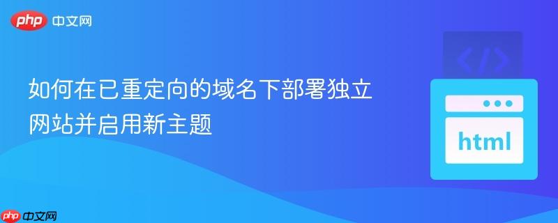 如何在已重定向的域名下部署独立网站并启用新主题