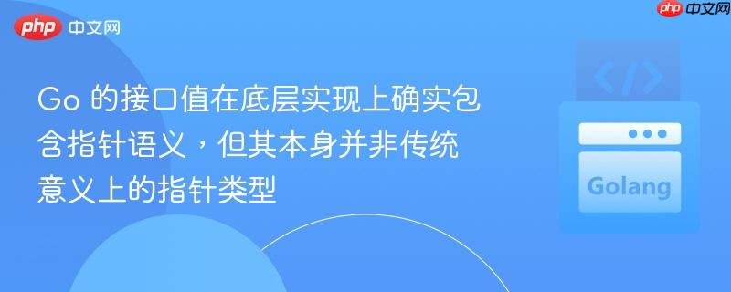 Go 的接口值在底层实现上确实包含指针语义，但其本身并非传统意义上的指针类型