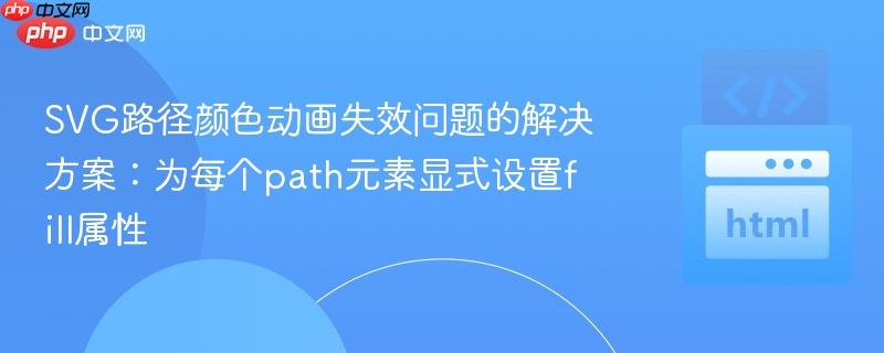 SVG路径颜色动画失效问题的解决方案：为每个path元素显式设置fill属性